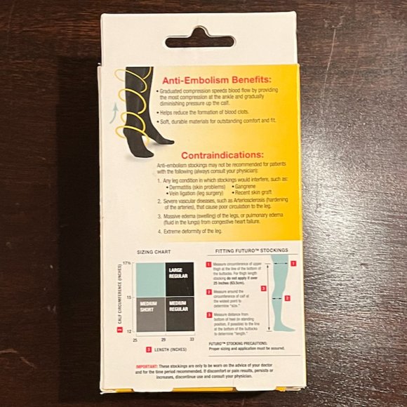 NIB Futuro Anti-Embolism Knee Length Stockings, Moderate, Closed Toe, Unisex MED - Picture 3 of 8